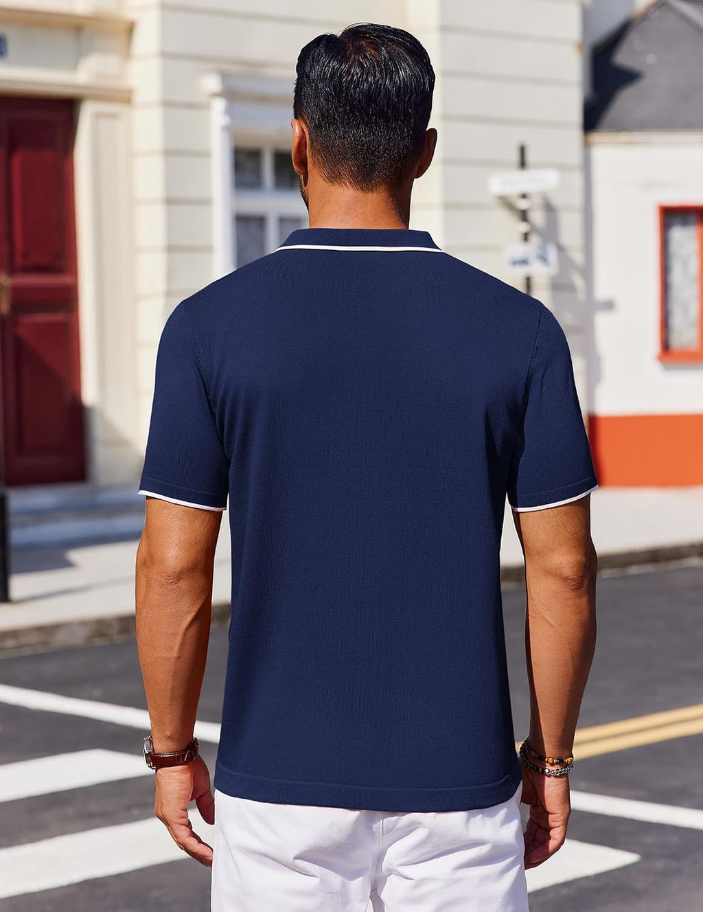 Men's Short Sleeve Casual Knit Polo Shirt - Vintage Golf Style Tops